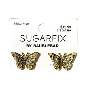 Sugarfix by Baublebar Gold Rhinestone Butterfly Earrings New